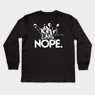 Funny Cute Boxer Dog saying nope Kids Long Sleeve T-Shirt